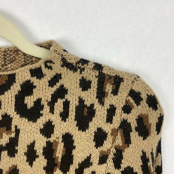Ann Taylor Womens Pullover Sweater Leopard Spotted Mock Neck Wool Blend Size XS - Picture 2 of 6